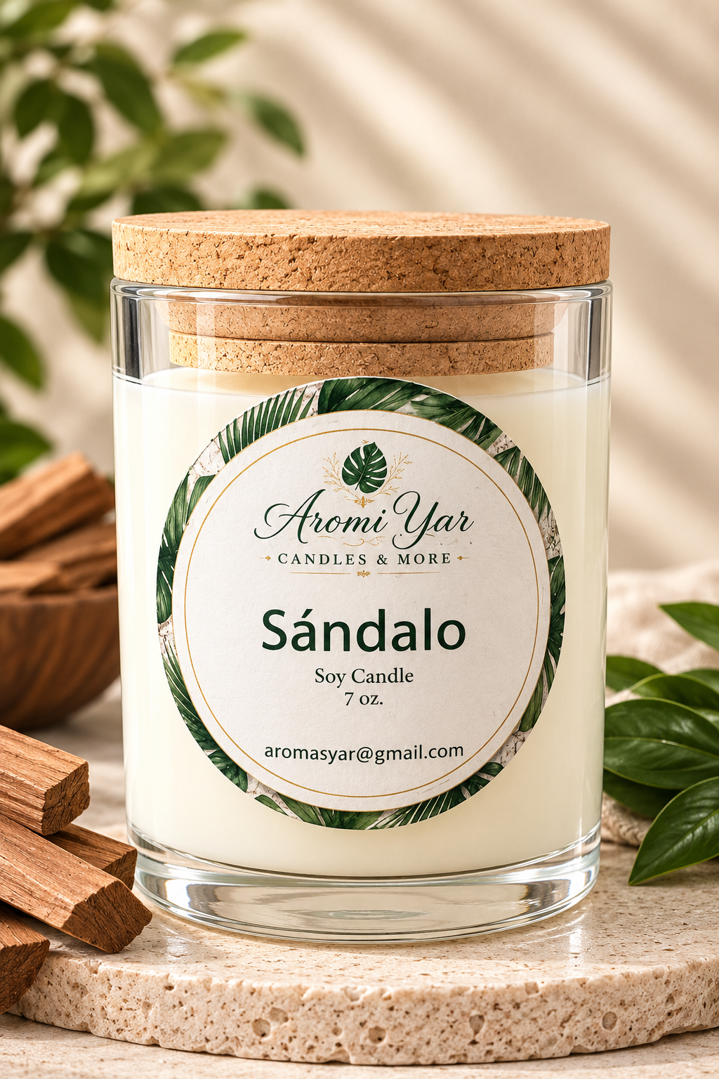 SÁNDALO – VELA ARTESANAL (7 oz)